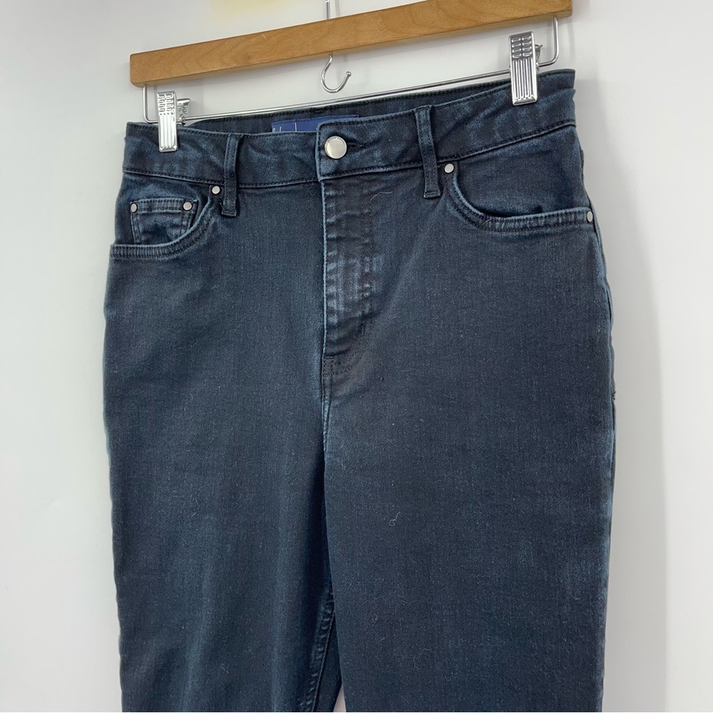 Boden US 10P High-Rise Fitted Flare Jeans dark blue denim petite - Picture 3 of 9